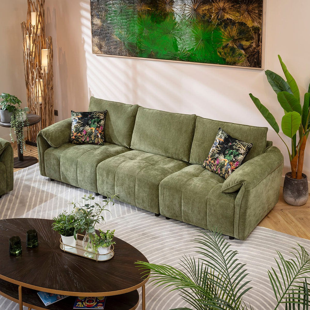 Jasmin Small 3 & 2 Seater Sofa Set Green Woven Fabric 1+2S