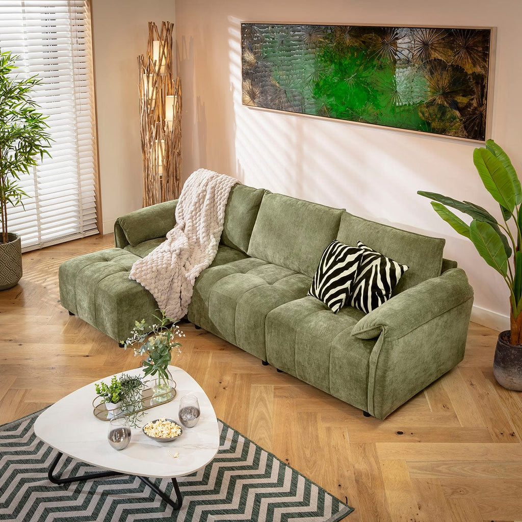 Jasmin 3 Seater Modular Corner Chaise Sofa Green 251x138cm 2