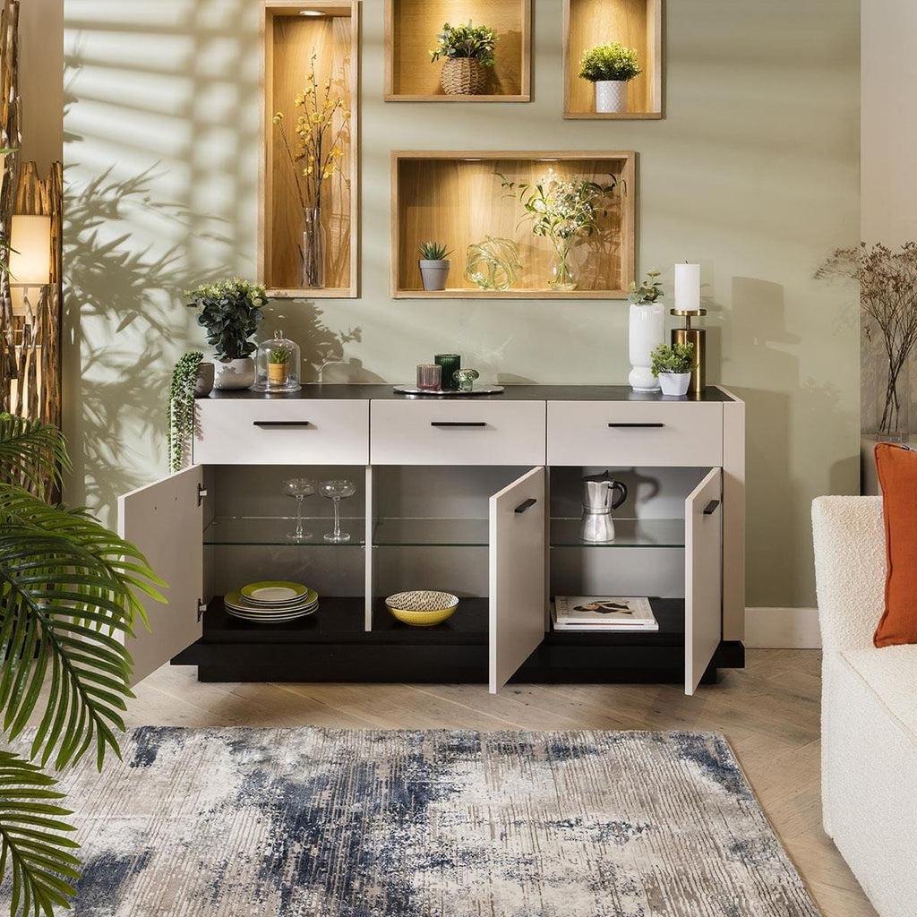 Murcia 3-Door Sideboard with Drawers Matte Chalk
