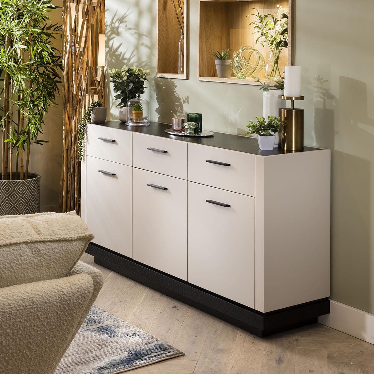 Murcia 3-Door Sideboard with Drawers Matte Chalk