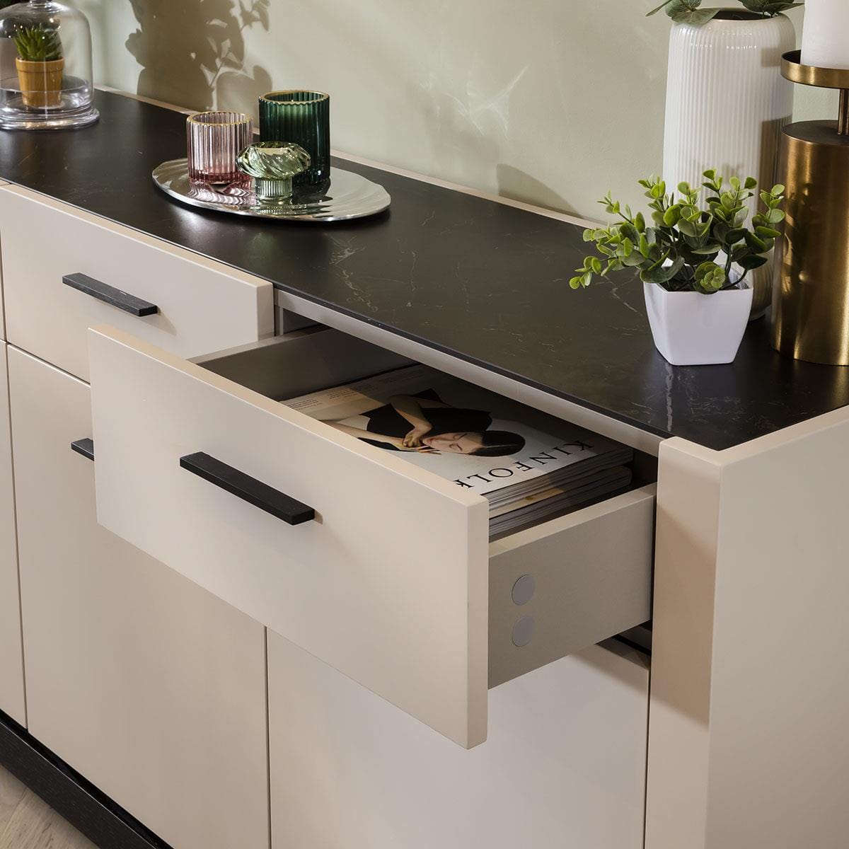 Murcia 3-Door Sideboard with Drawers Matte Chalk