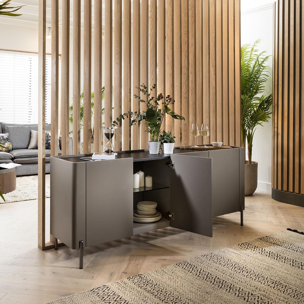 Newton 4 Door Sideboard Buffet Taupe