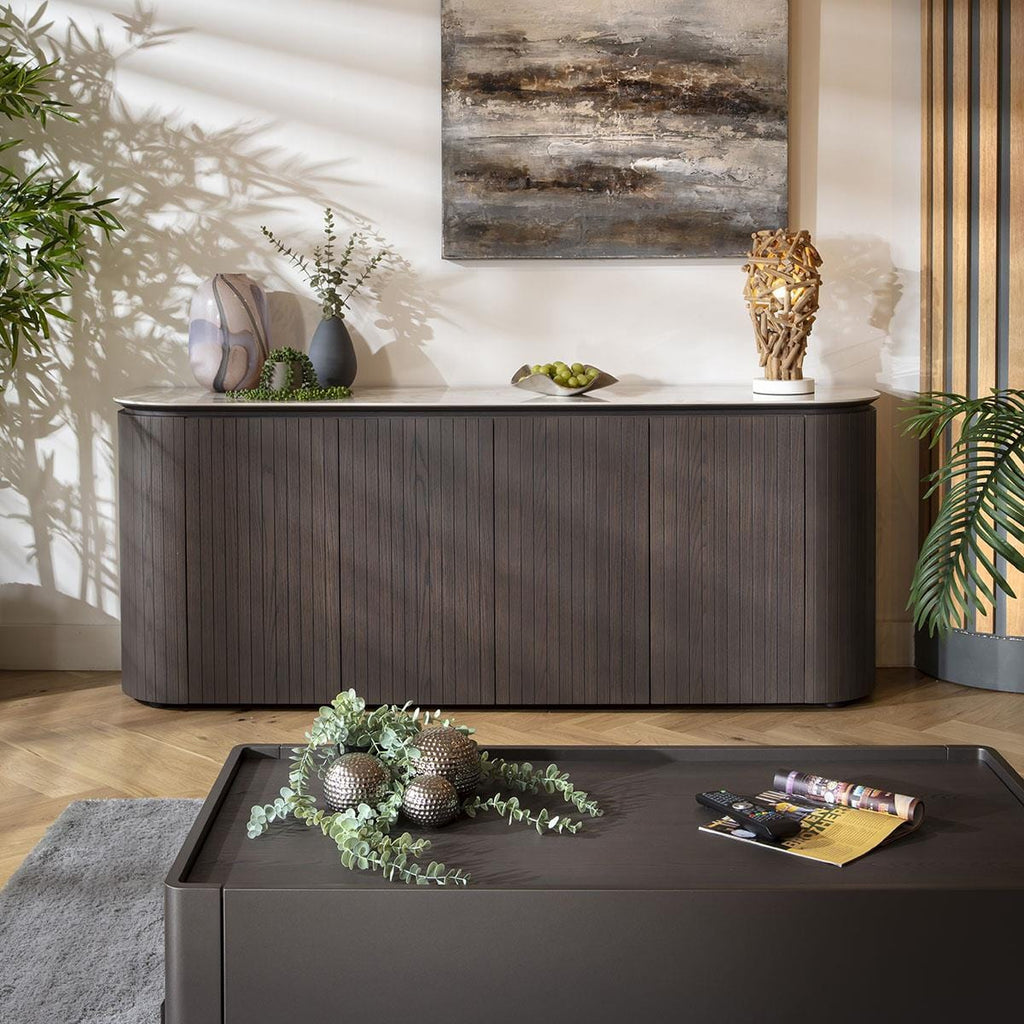 Barnes 4-Door Sideboard Cabinet Grey Oak Wash 190cm