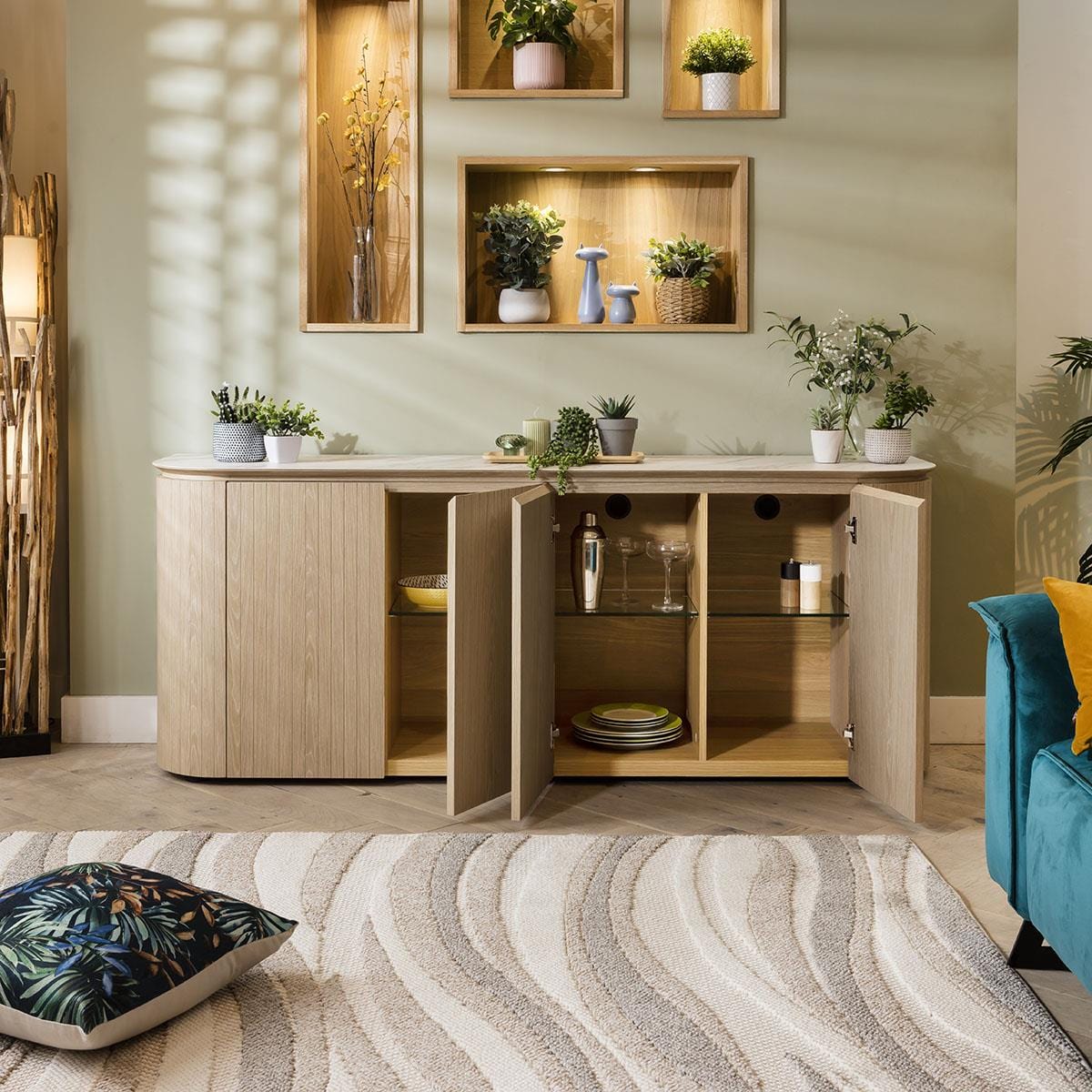 Barnes 4-Door Sideboard Cabinet Natural Oak 190cm