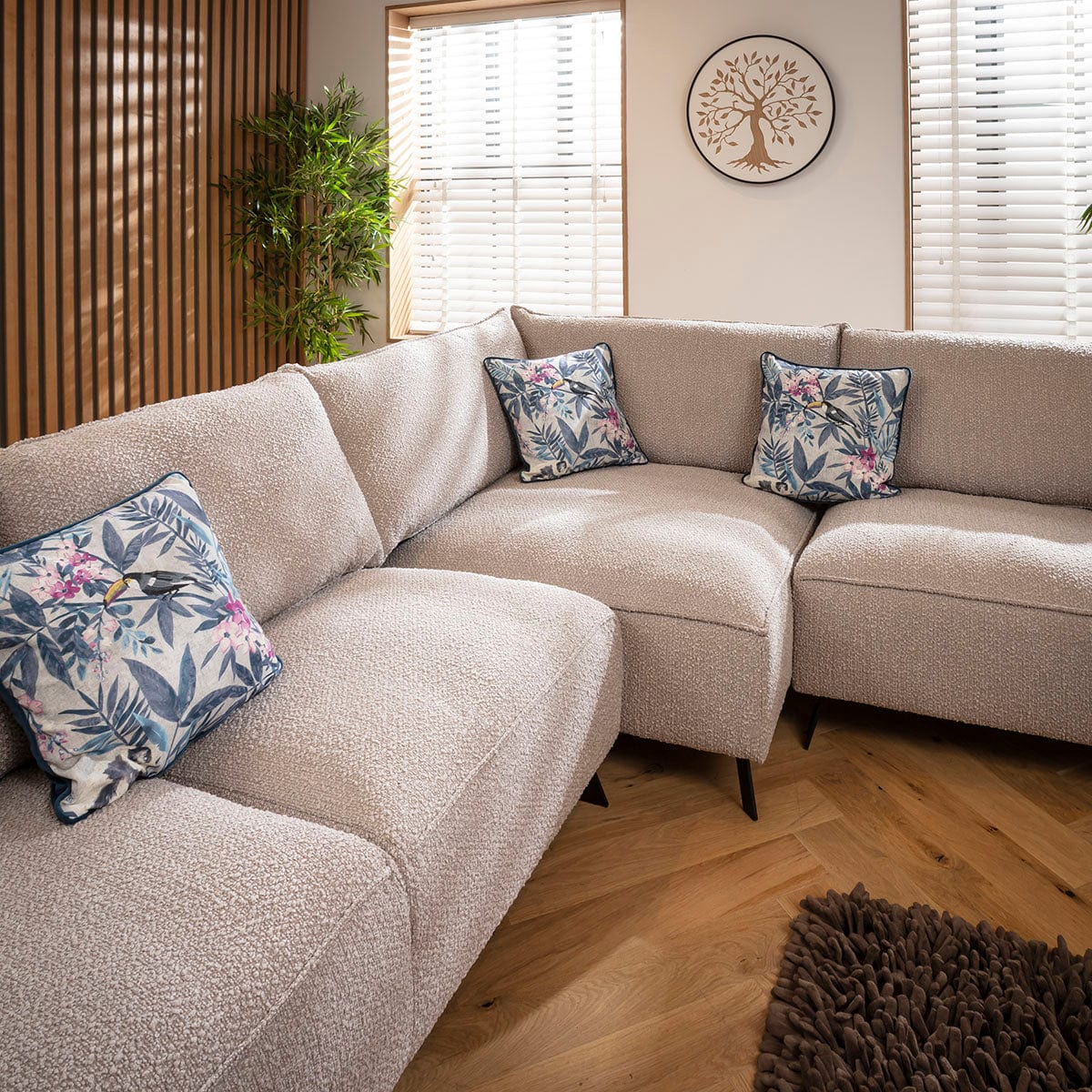 Effie Large 5 Seater Corner Sofa Ivory Beige Boucle 330x250cm