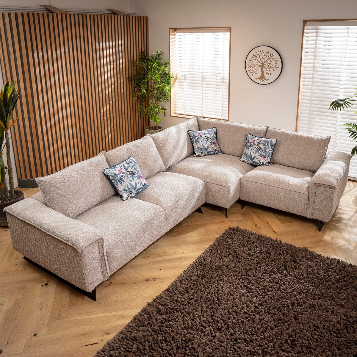 Effie Large 5 Seater Corner Sofa Ivory Beige Boucle 330x250cm