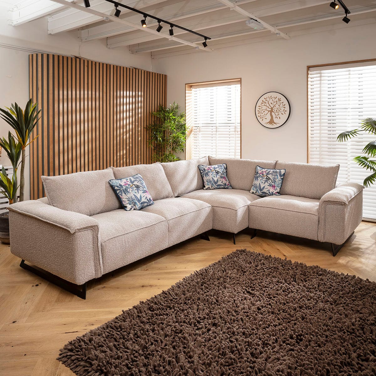 Effie Large 5 Seater Corner Sofa Ivory Beige Boucle 330x250cm