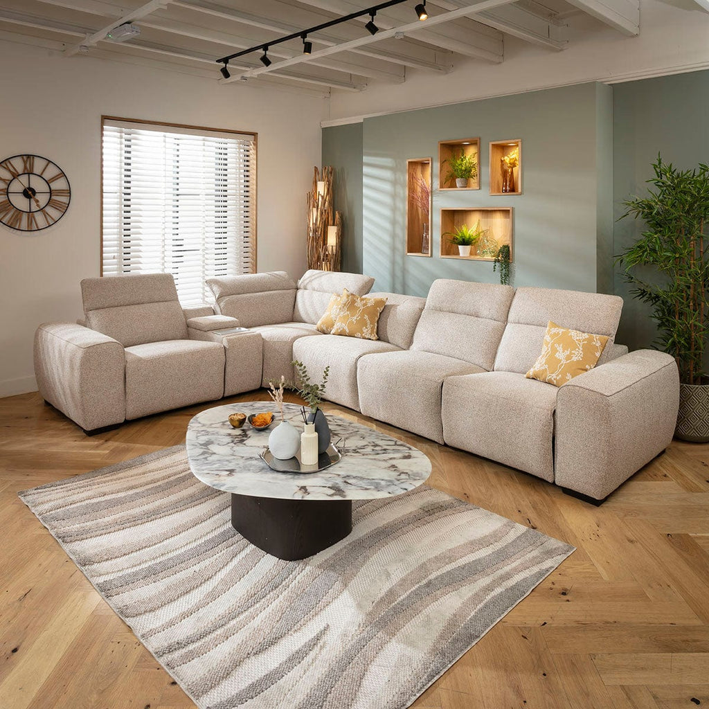 Lola Large 5 Seater Recliner Corner Sofa & Console Beige 372x253cm 8C1