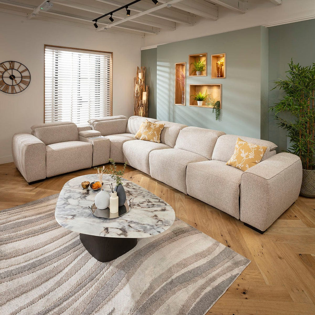 Lola Large 5 Seater Recliner Corner Sofa & Console Beige 372x253cm 8C1