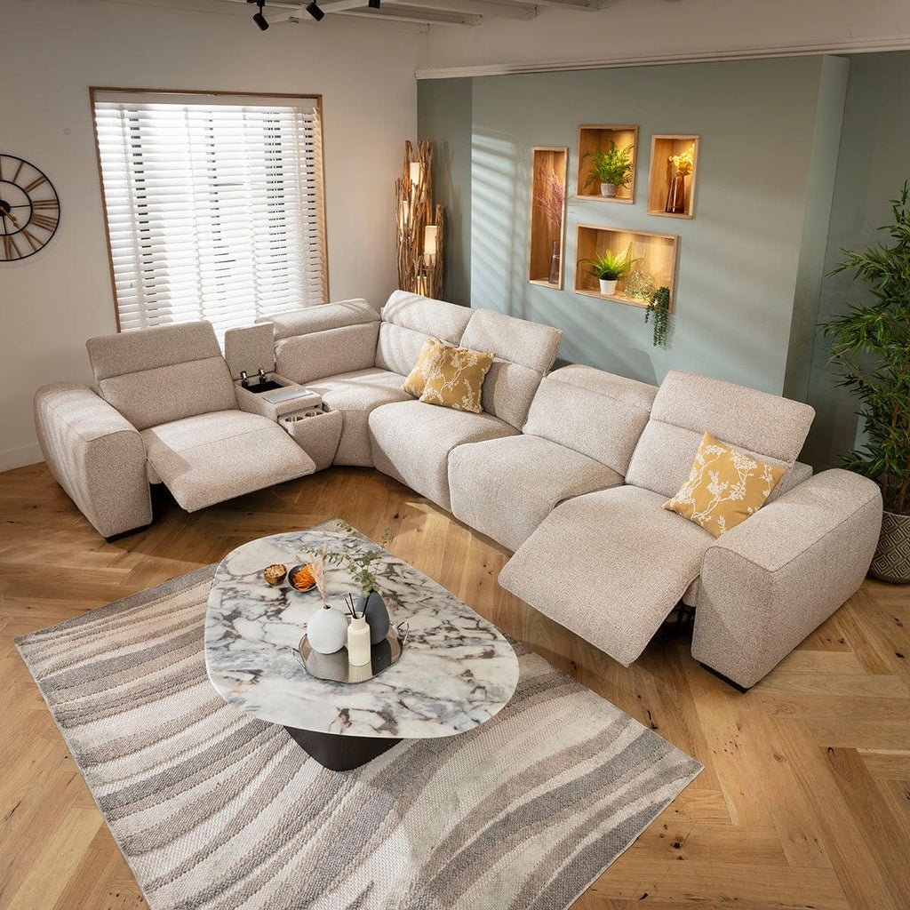 Lola Large 5 Seater Recliner Corner Sofa & Console Beige 372x253cm 8C1