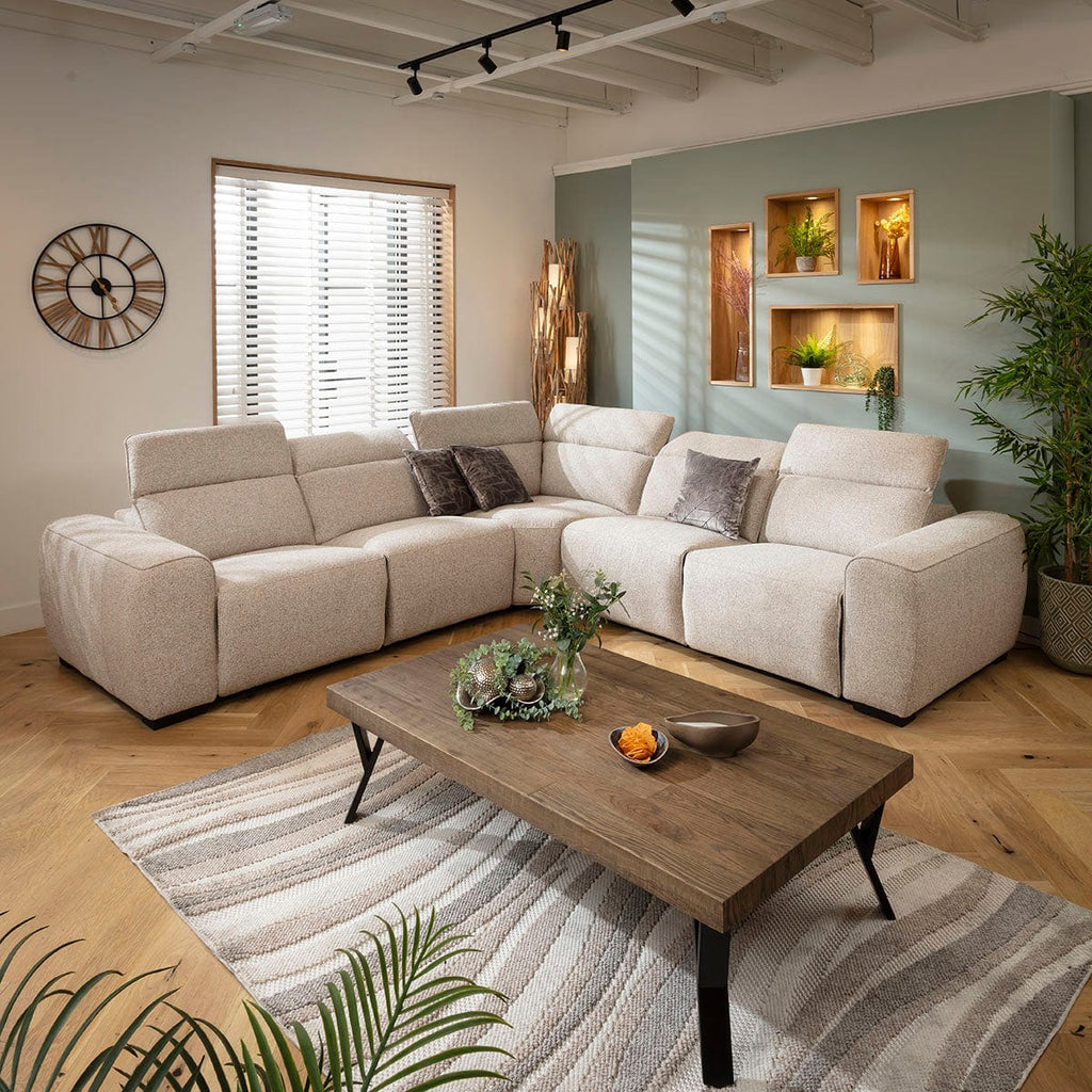 Lola Large 5 Seater Recliner Corner Sofa Beige 296x296cm 14