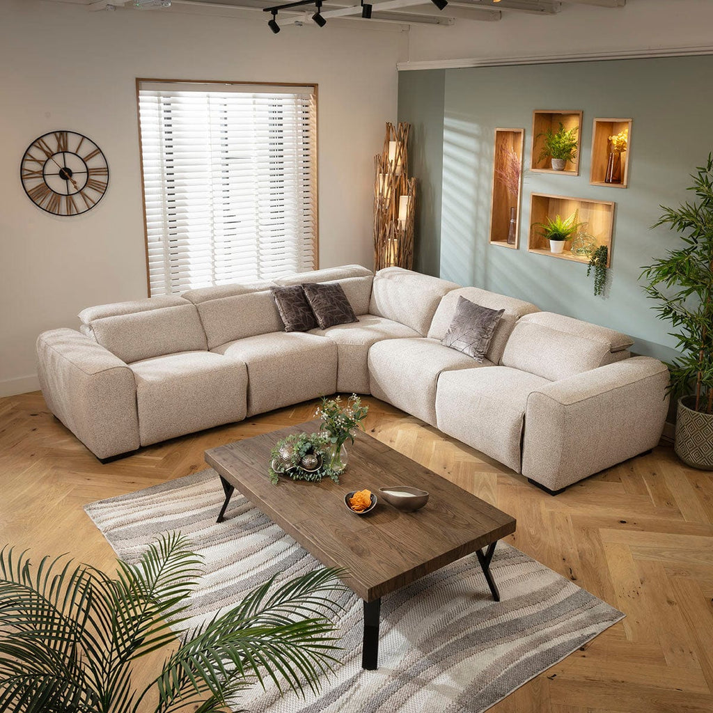 Lola Large 5 Seater Recliner Corner Sofa Beige 296x296cm 14