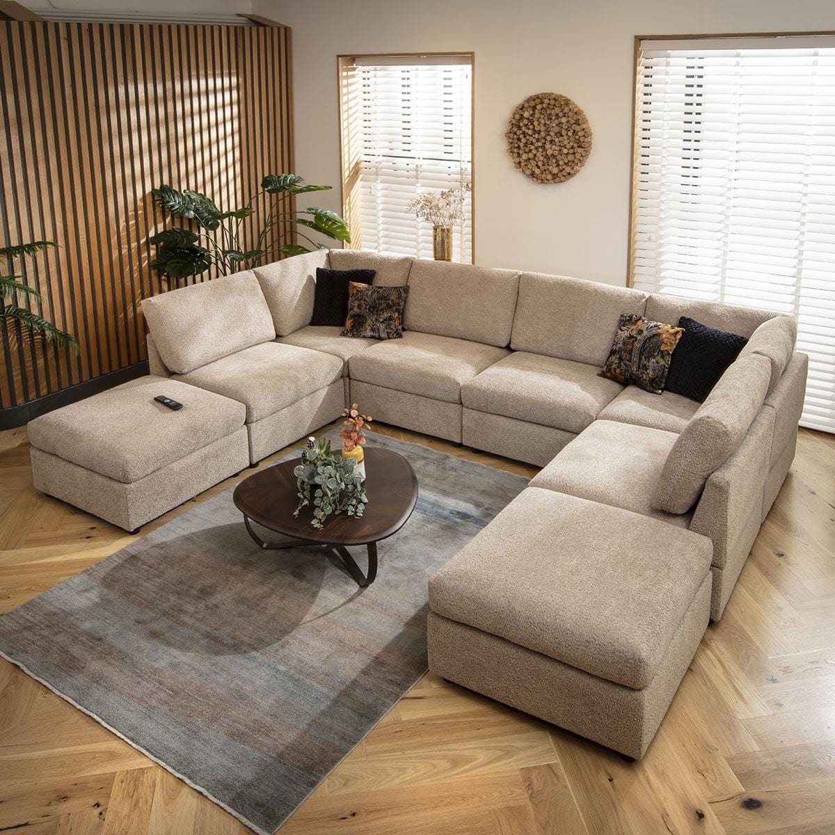 Sully 6 Seater U-Shape Sofa Biscuit Beige Boucle 320x240cm 10