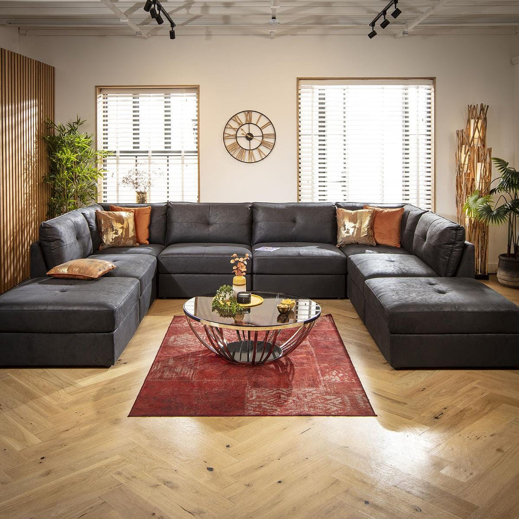 Archie 6 Seater U-Shape Sofa Black 360x270cm 10