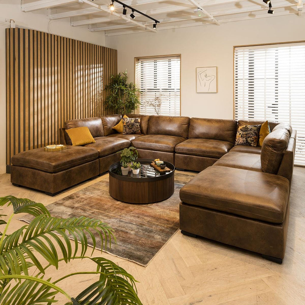 Mikey 6 Seater U-Shape Sofa Brown 380x285cm 10