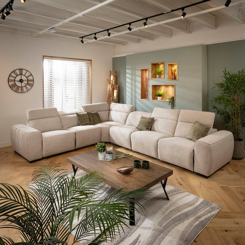 Lola Large 6 Seater Recliner Corner Sofa Beige 372x296cm 15