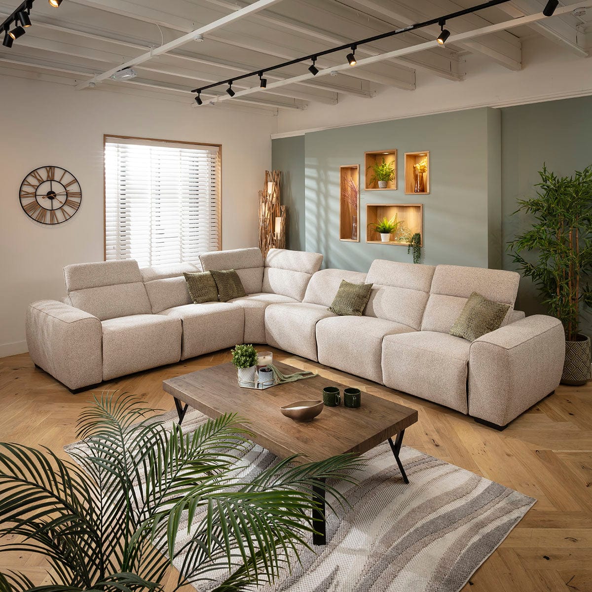 Lola Large 6 Seater Recliner Corner Sofa Beige 372x296cm 15