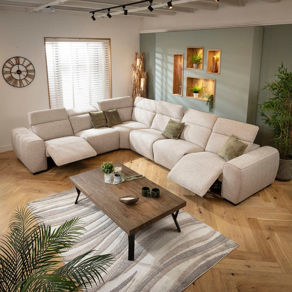 Lola Large 6 Seater Recliner Corner Sofa Beige 372x296cm 15