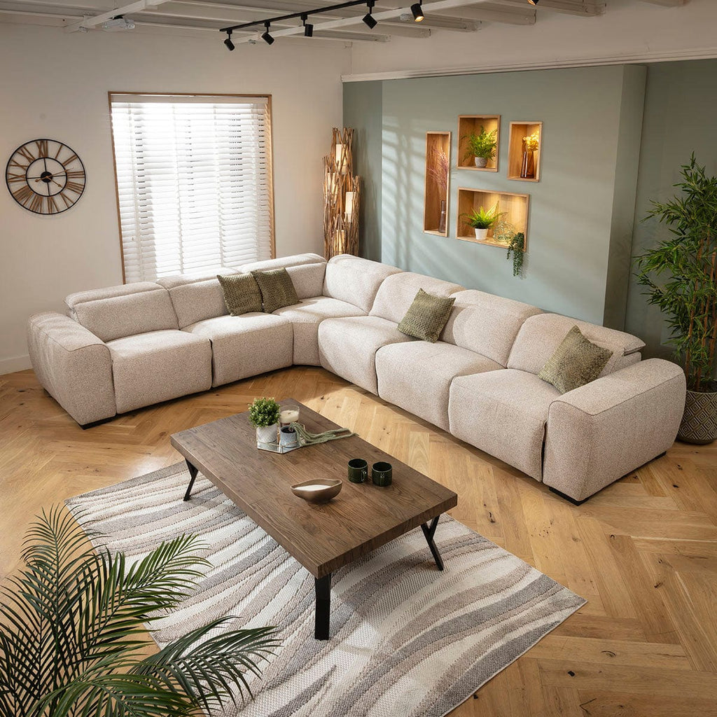 Lola Large 6 Seater Recliner Corner Sofa Beige 372x296cm 15