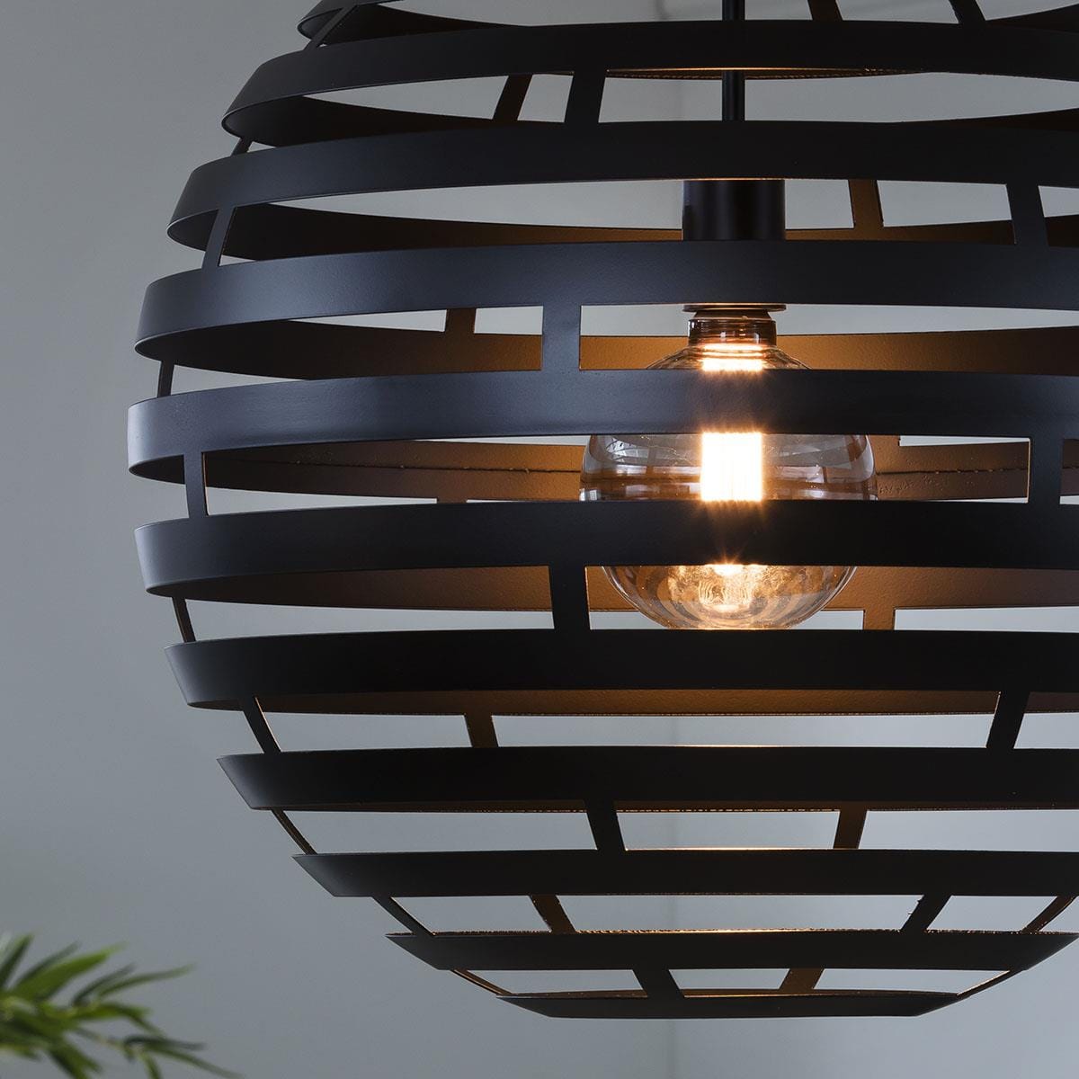 Large Ball Pendant Light Fitting Ø 50cm - Black Metal - Dimmable LED Included