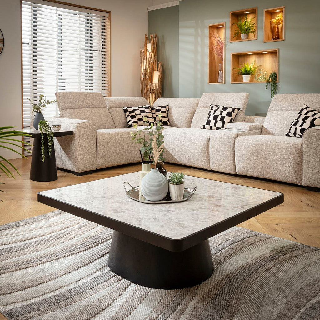 Hastings Large Ceramic Marble Side Table Grey & Black 47cm