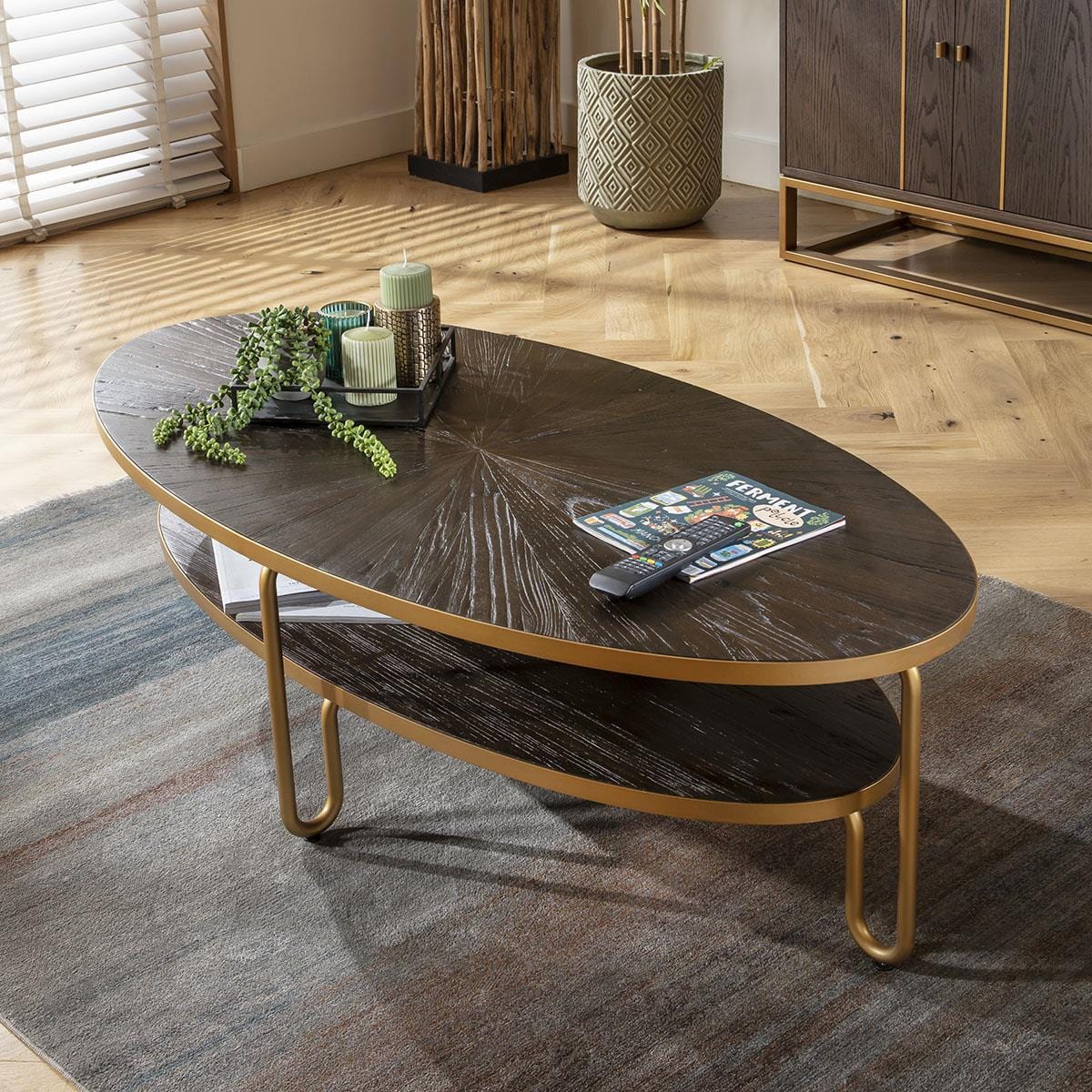 Montague Oval Coffee Table Reclaimed Elm 140x70cm
