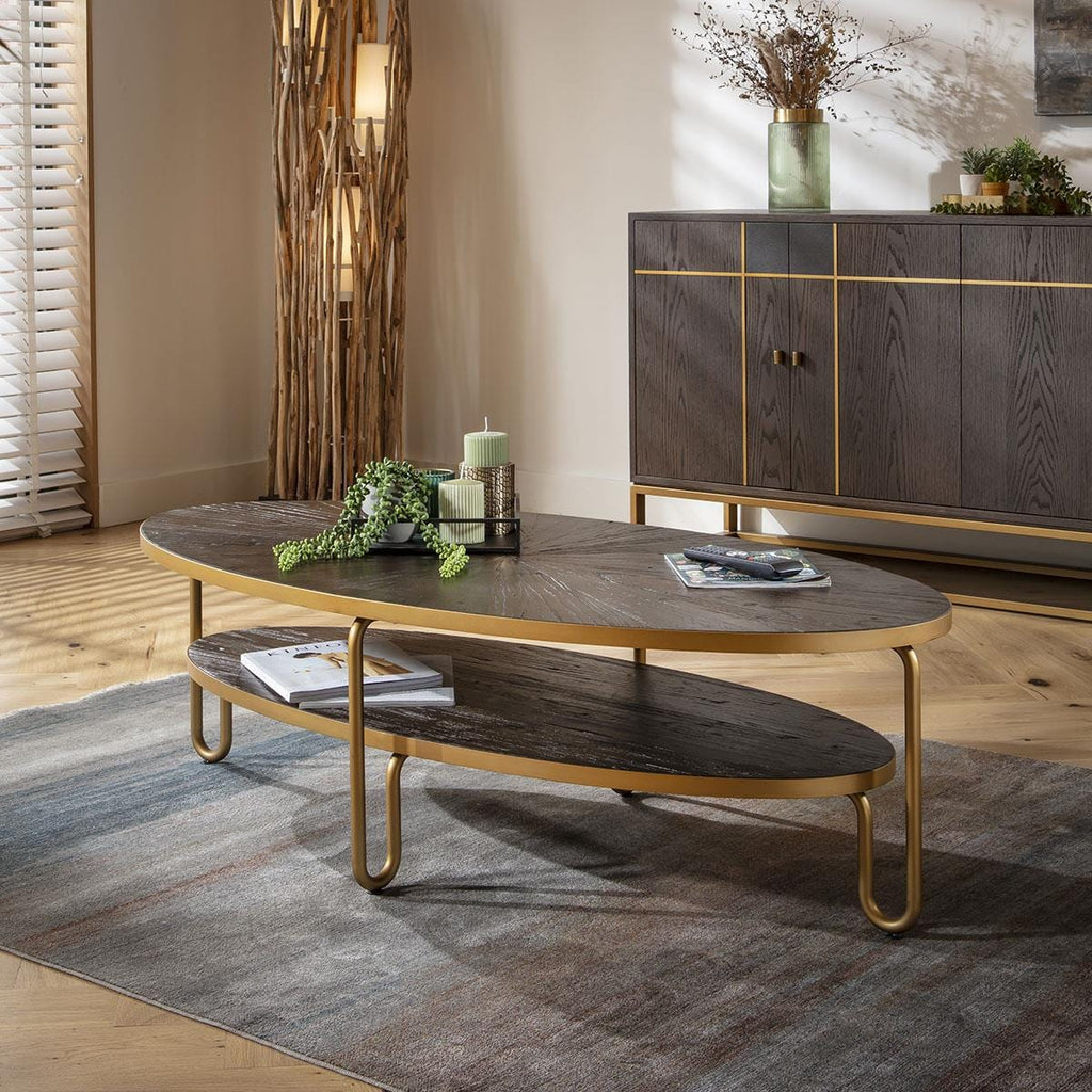 Montague Oval Coffee Table Reclaimed Elm 140x70cm