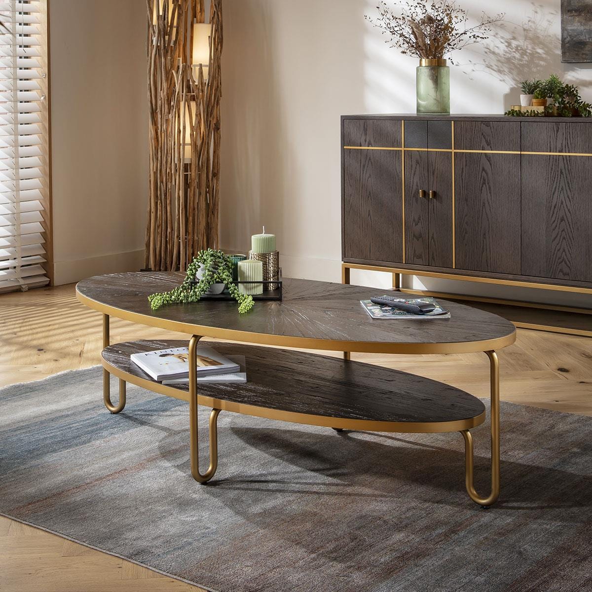 Montague Oval Coffee Table Reclaimed Elm 140x70cm