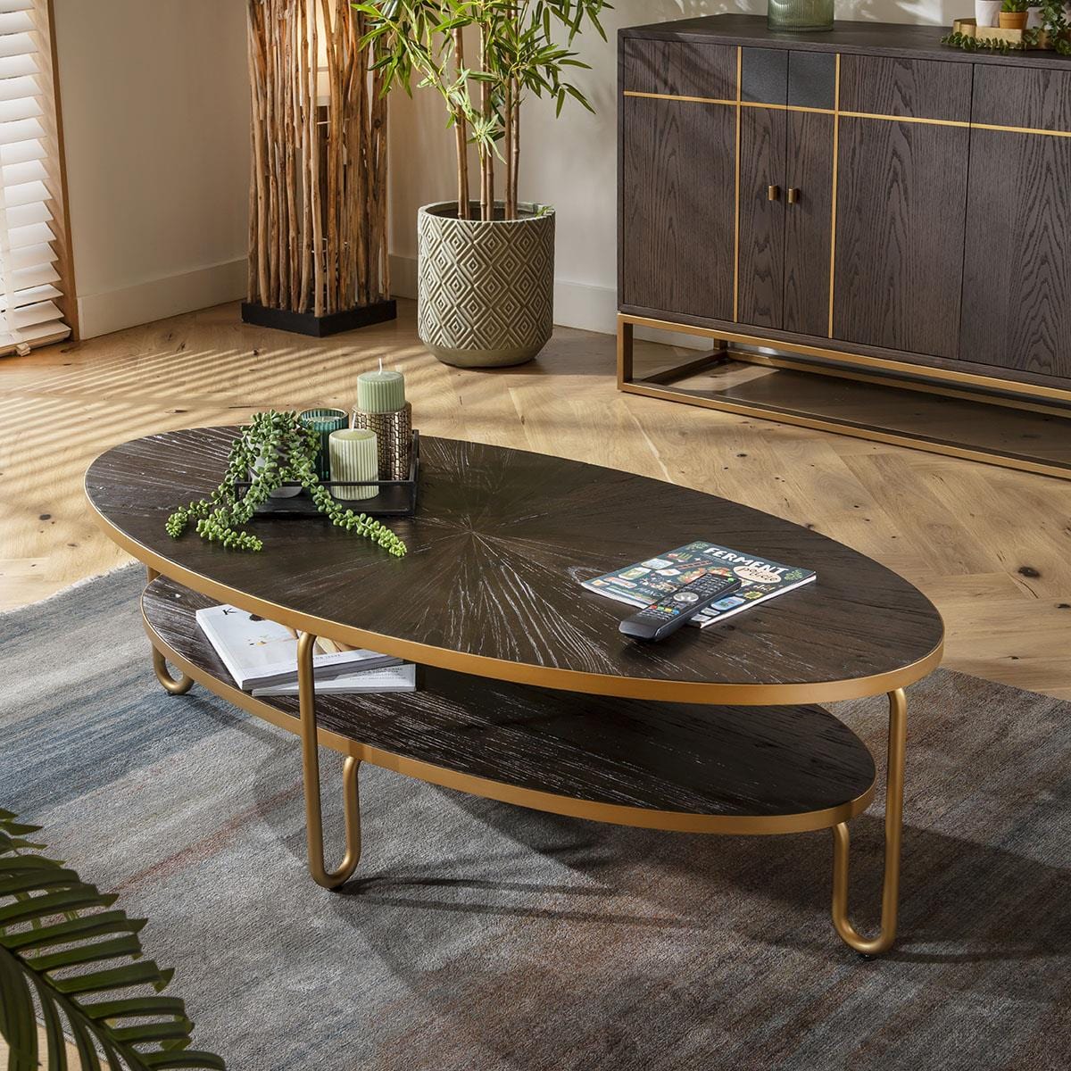 Montague Oval Coffee Table Reclaimed Elm 140x70cm