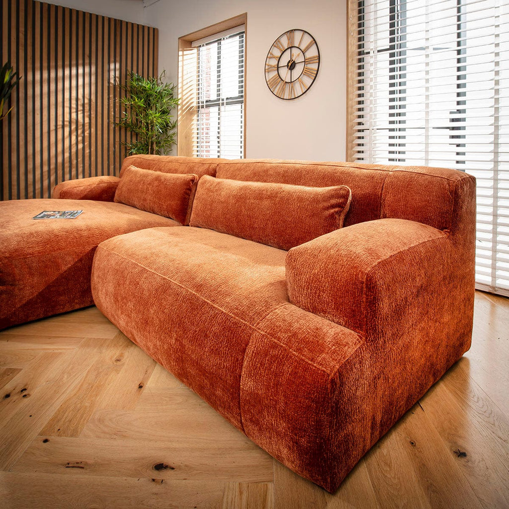 Lecco Modern Corner Chaise Sofa Burnt Orange 300x160cm