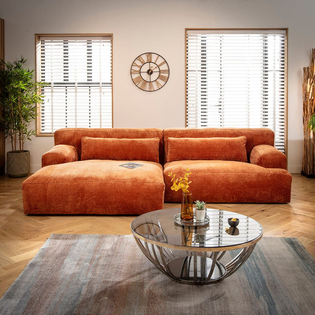Lecco Modern Corner Chaise Sofa Burnt Orange 300x160cm