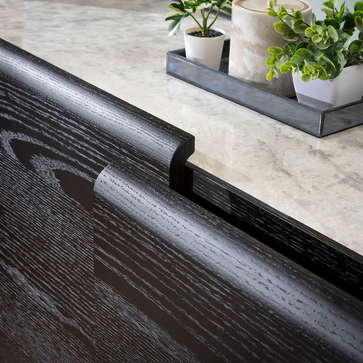 Hastings Large Modern Sideboard Buffet Black Oak Ceramic 180x45cm