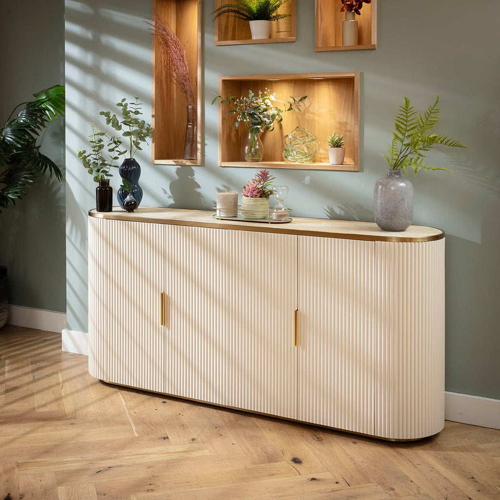 Tuscany Large Modern Sideboard Buffet Cream & Gold 180x40cm