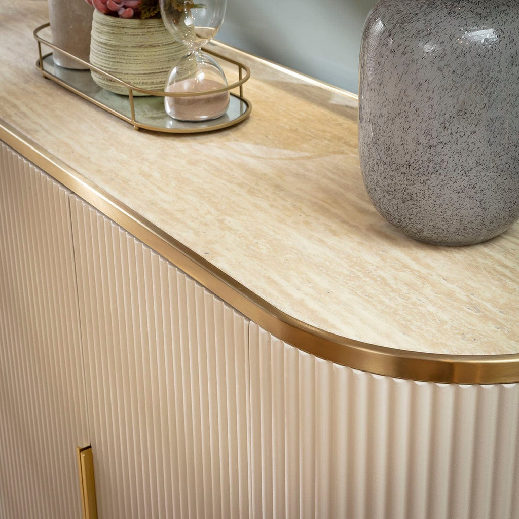 Tuscany Large Modern Sideboard Buffet Cream & Gold 180x40cm