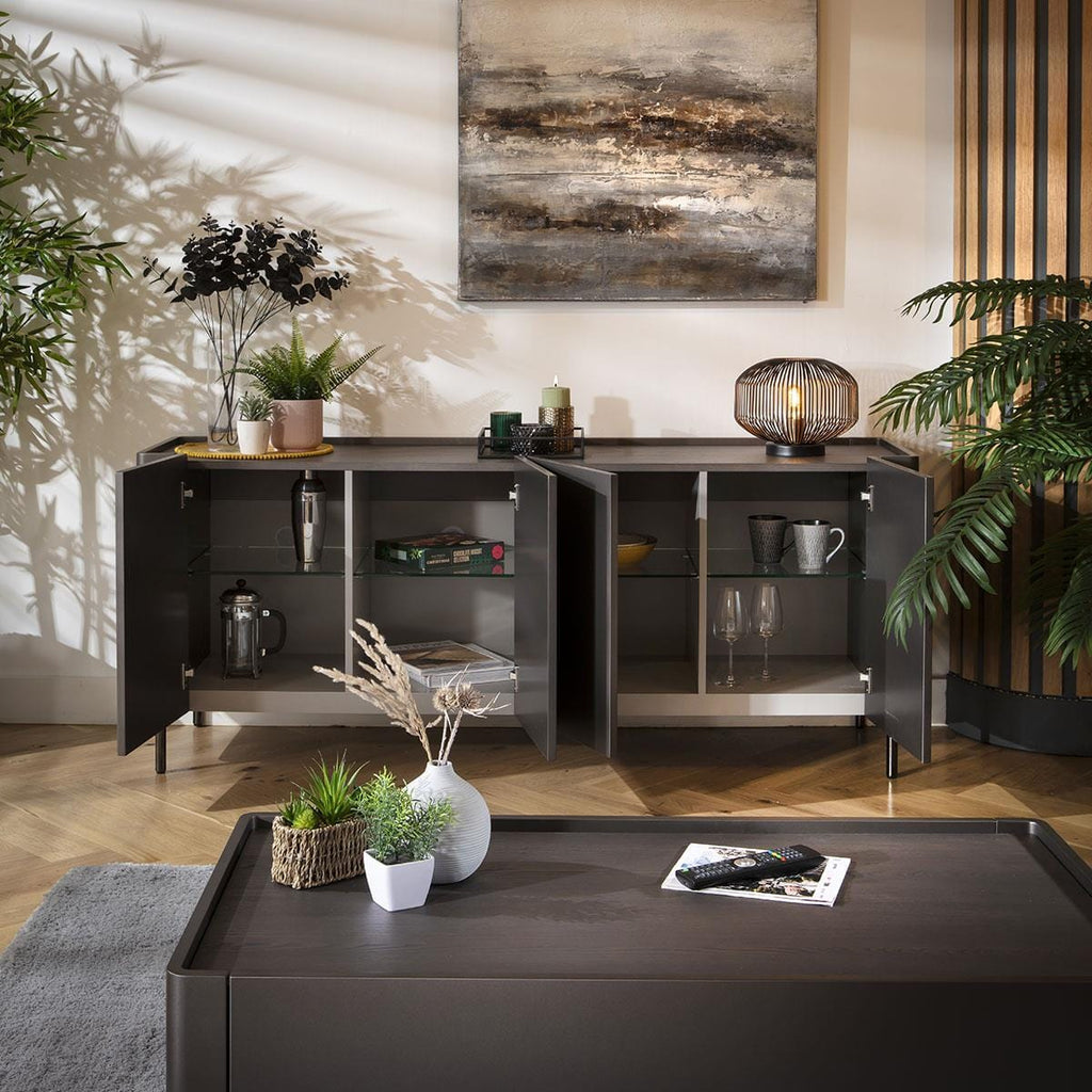 Newton 4 Door Sideboard Buffet Space Grey 180cm