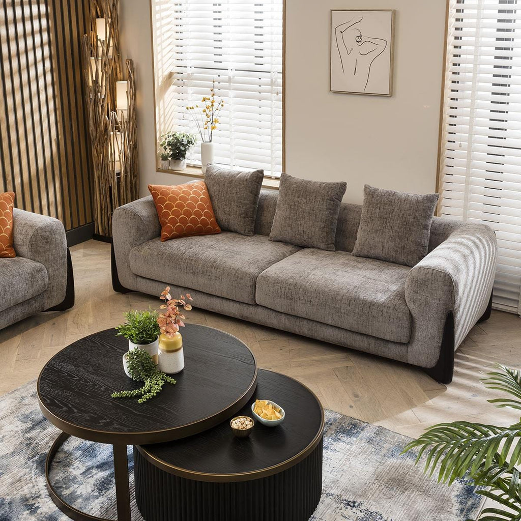 Millie Oversized 3 Seater Sofa Grey Chenille