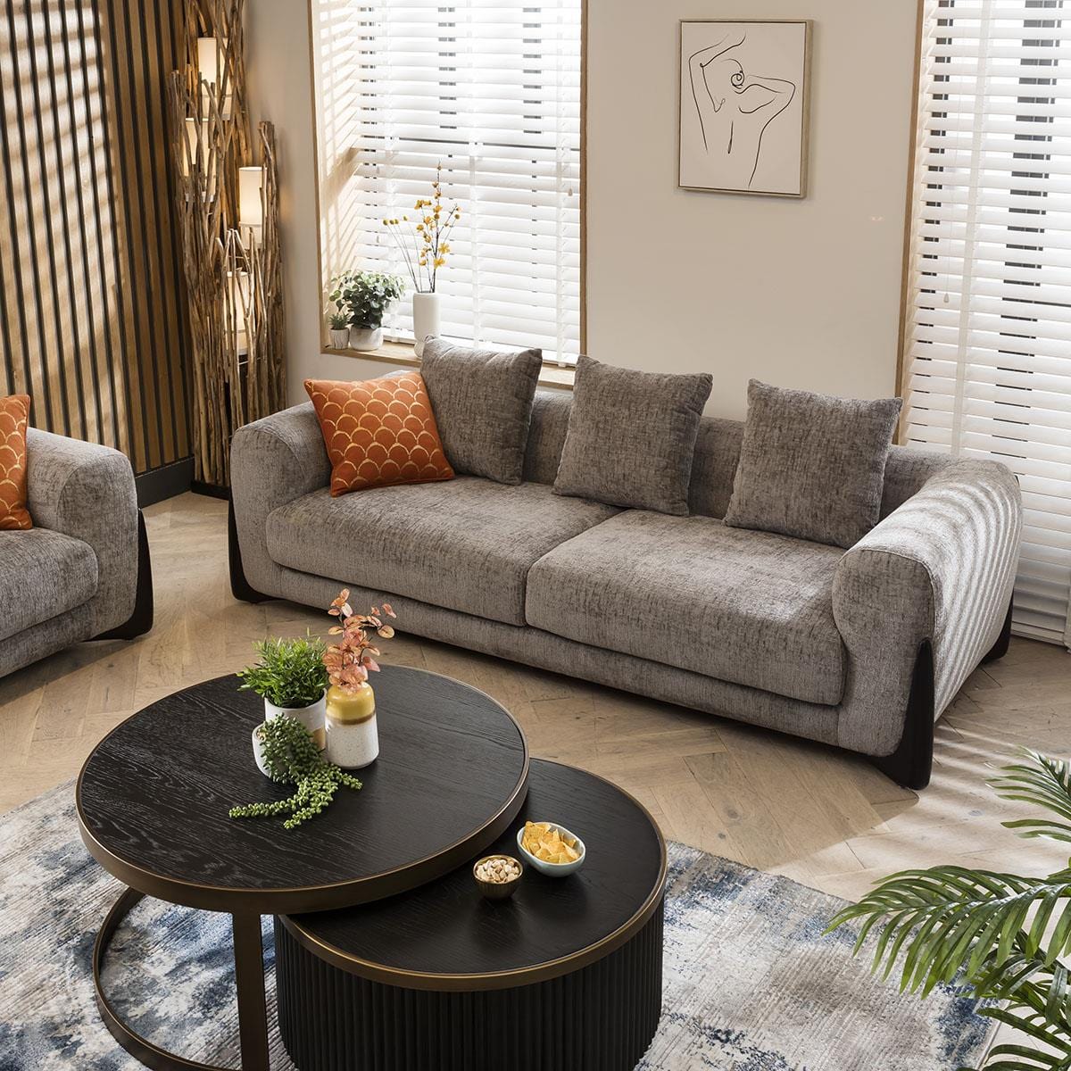 Millie Oversized 3 Seater Sofa Grey Chenille