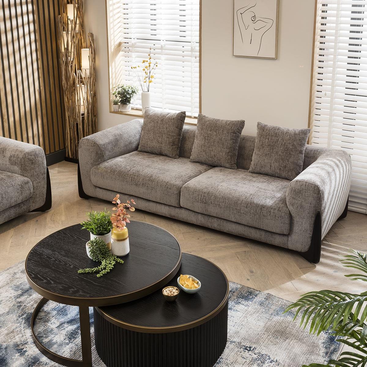 Millie Oversized 3 Seater Sofa Grey Chenille