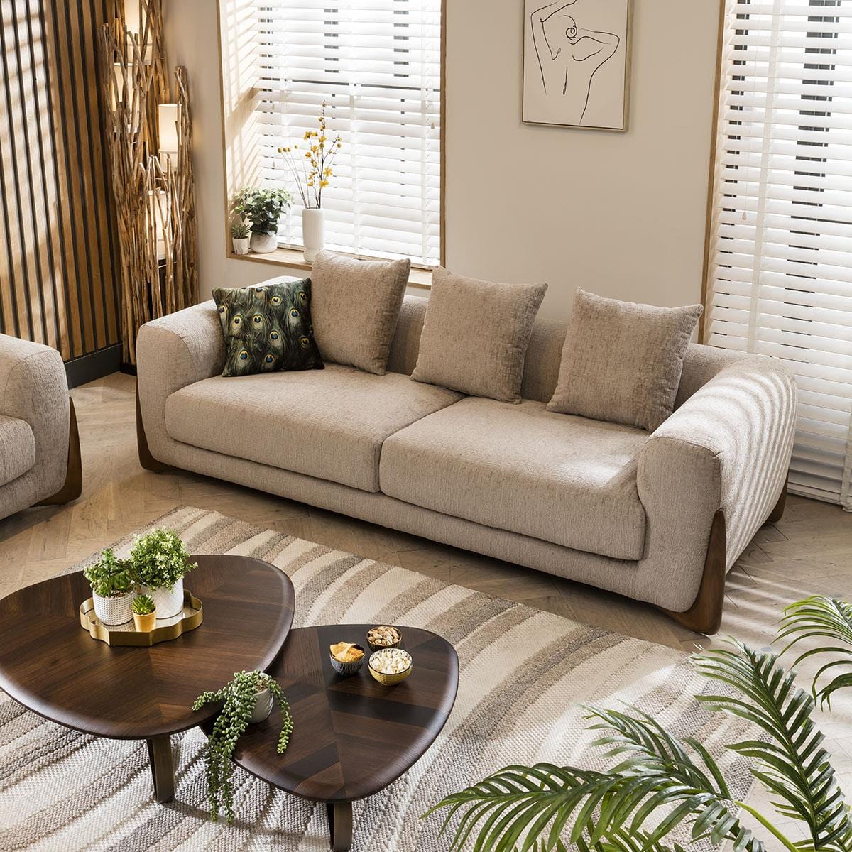 Millie Oversized 3 Seater Sofa Mink Chenille