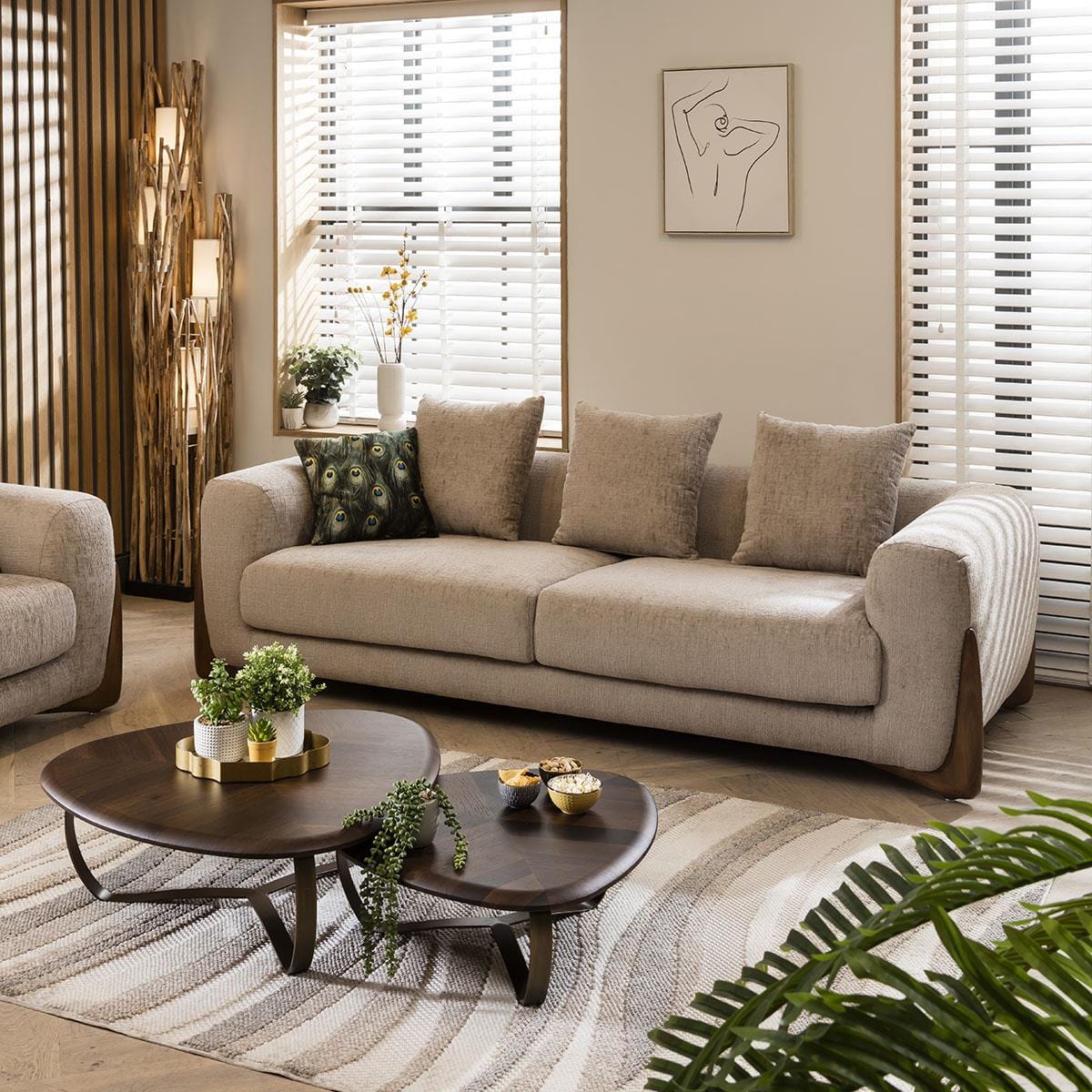 Millie Oversized 3 Seater Sofa Mink Chenille