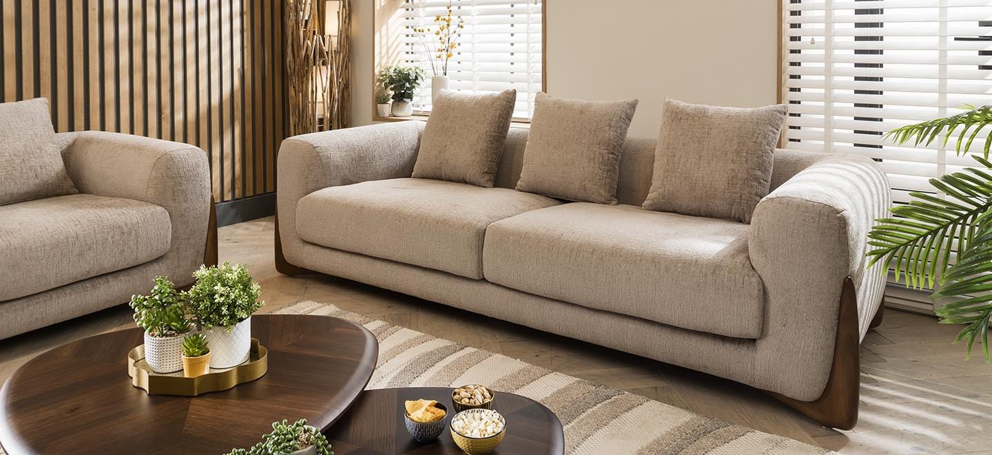Millie Oversized 3 Seater Sofa Mink Chenille