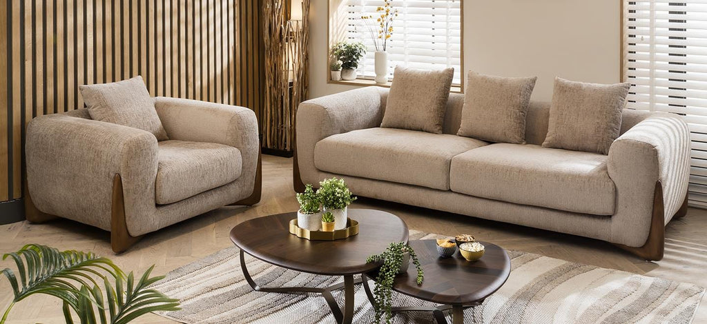 Millie Oversized 3 Seater Sofa Mink Chenille