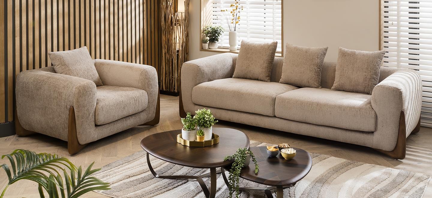 Millie Oversized 3 Seater Sofa Mink Chenille