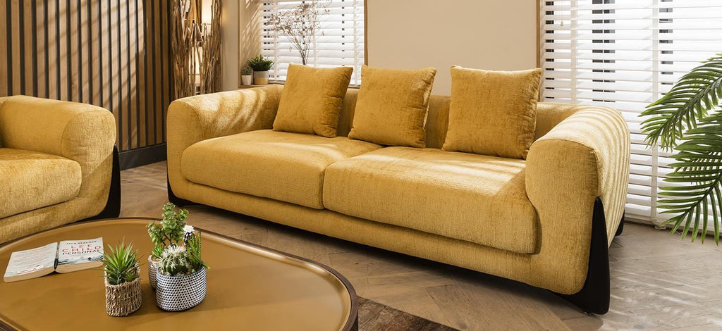 Millie Oversized 3 Seater Sofa Mustard Chenille