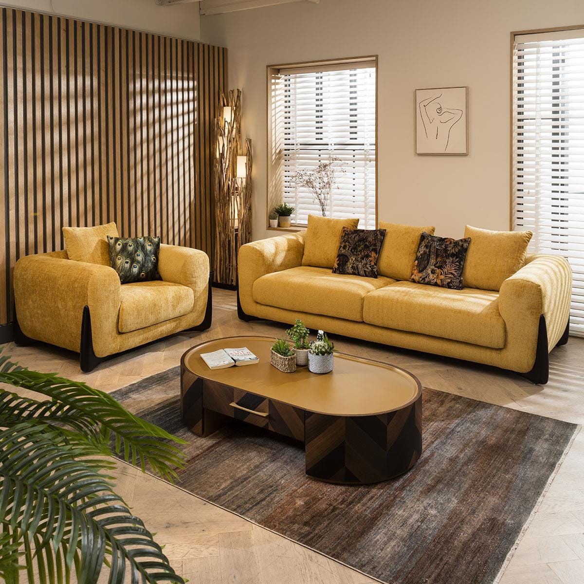 Millie Oversized 3 Seater Sofa Mustard Chenille