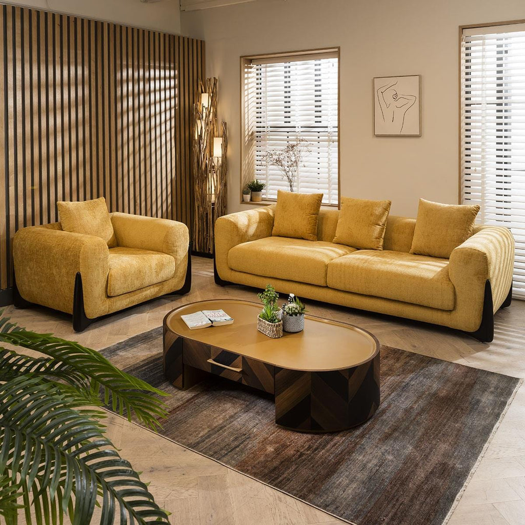 Millie Oversized 3 Seater Sofa Mustard Chenille