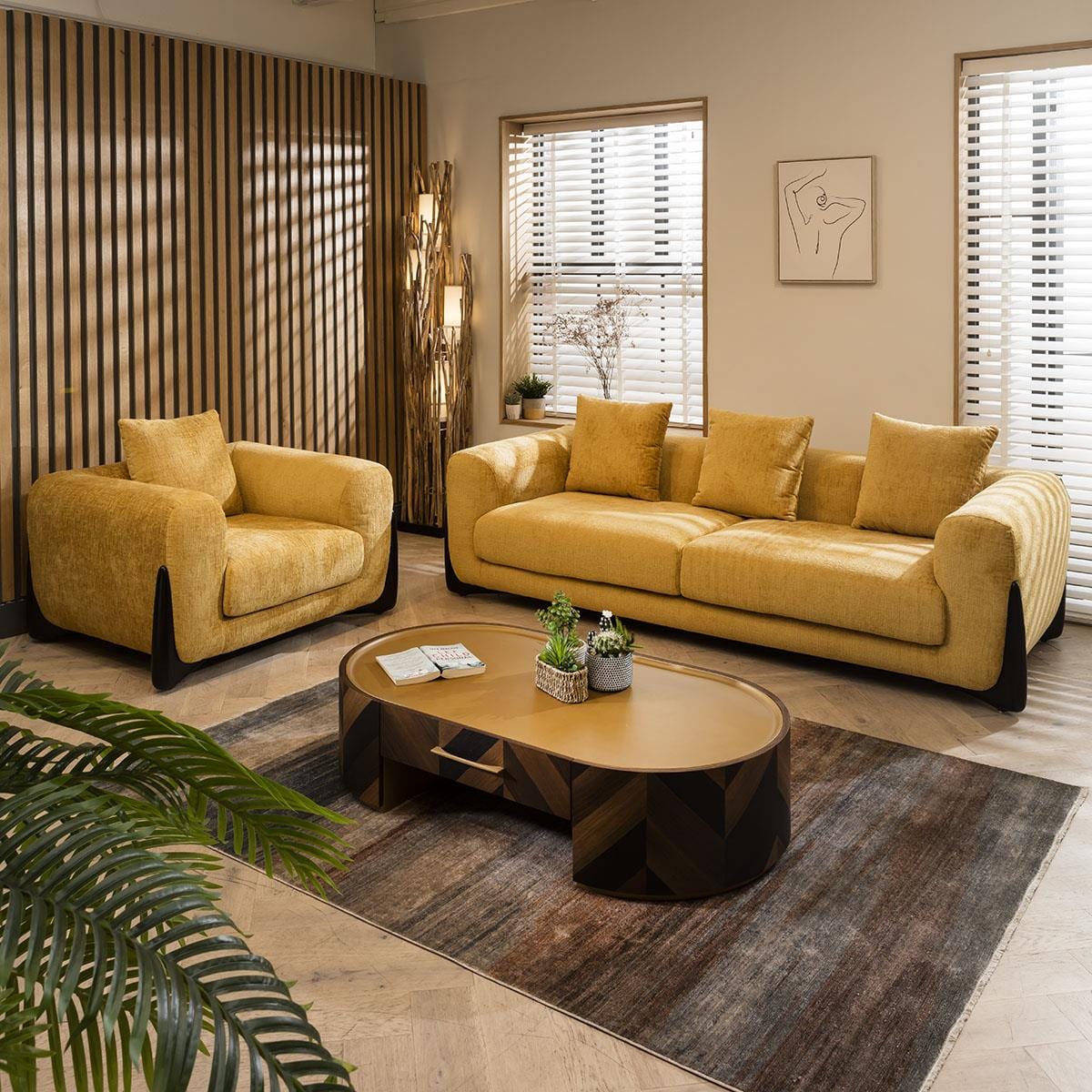 Millie Oversized 3 Seater Sofa Mustard Chenille