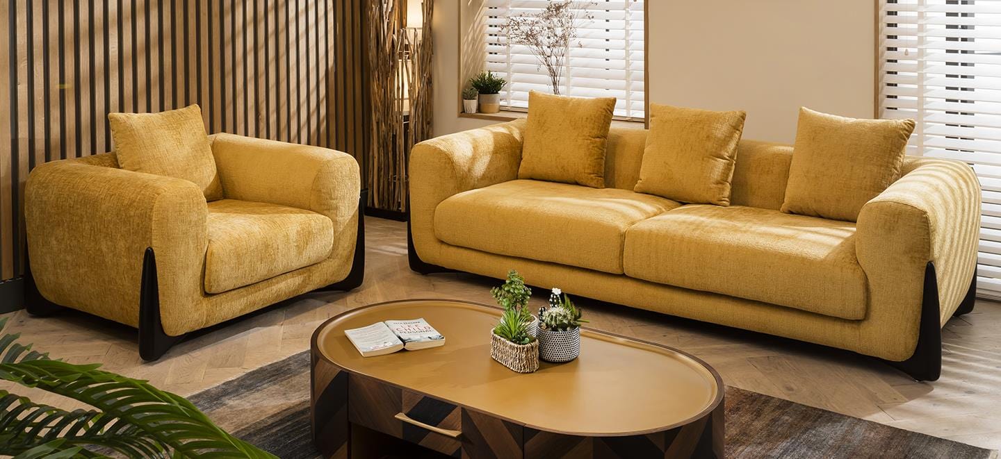 Millie Oversized 3 Seater Sofa Mustard Chenille