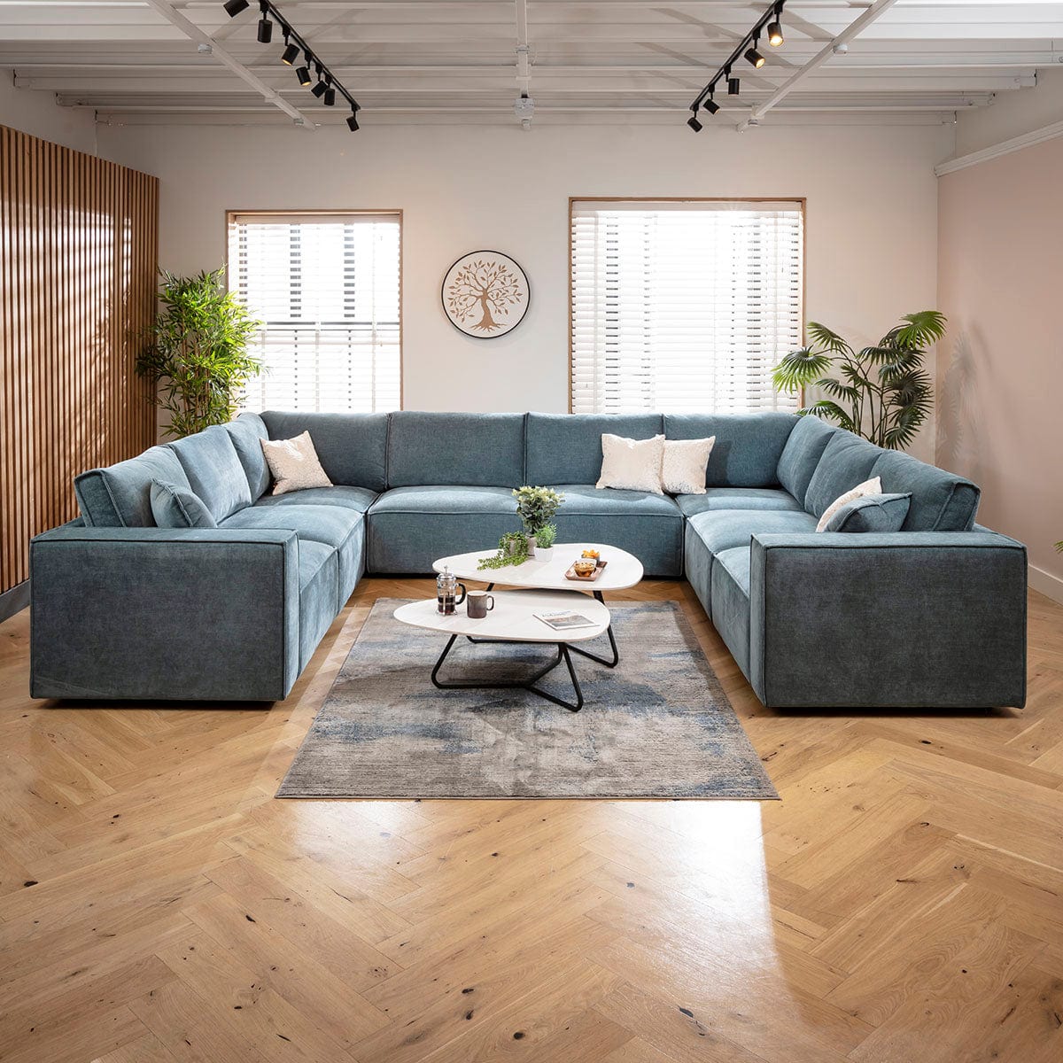 Rupert Modern 8 Seater Modular U-Shape Corner Sofa Aqua Blue 374x297cm 11