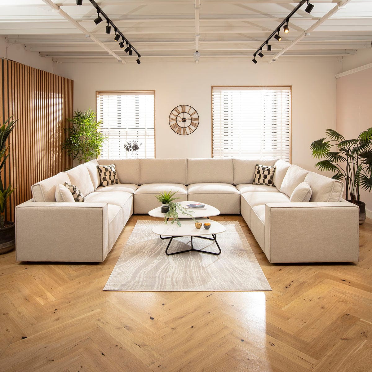 Rupert Modern 8 Seater Modular U-Shape Corner Sofa Natural 374x297cm 11